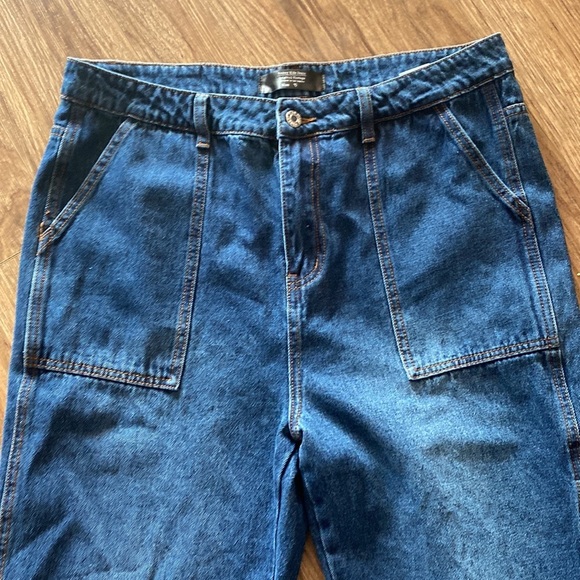 MONKEY RIDE Blue High Rise carpenter Mom Jeans Fit Women's Sz 15 cargo gorpcore - Picture 2 of 8